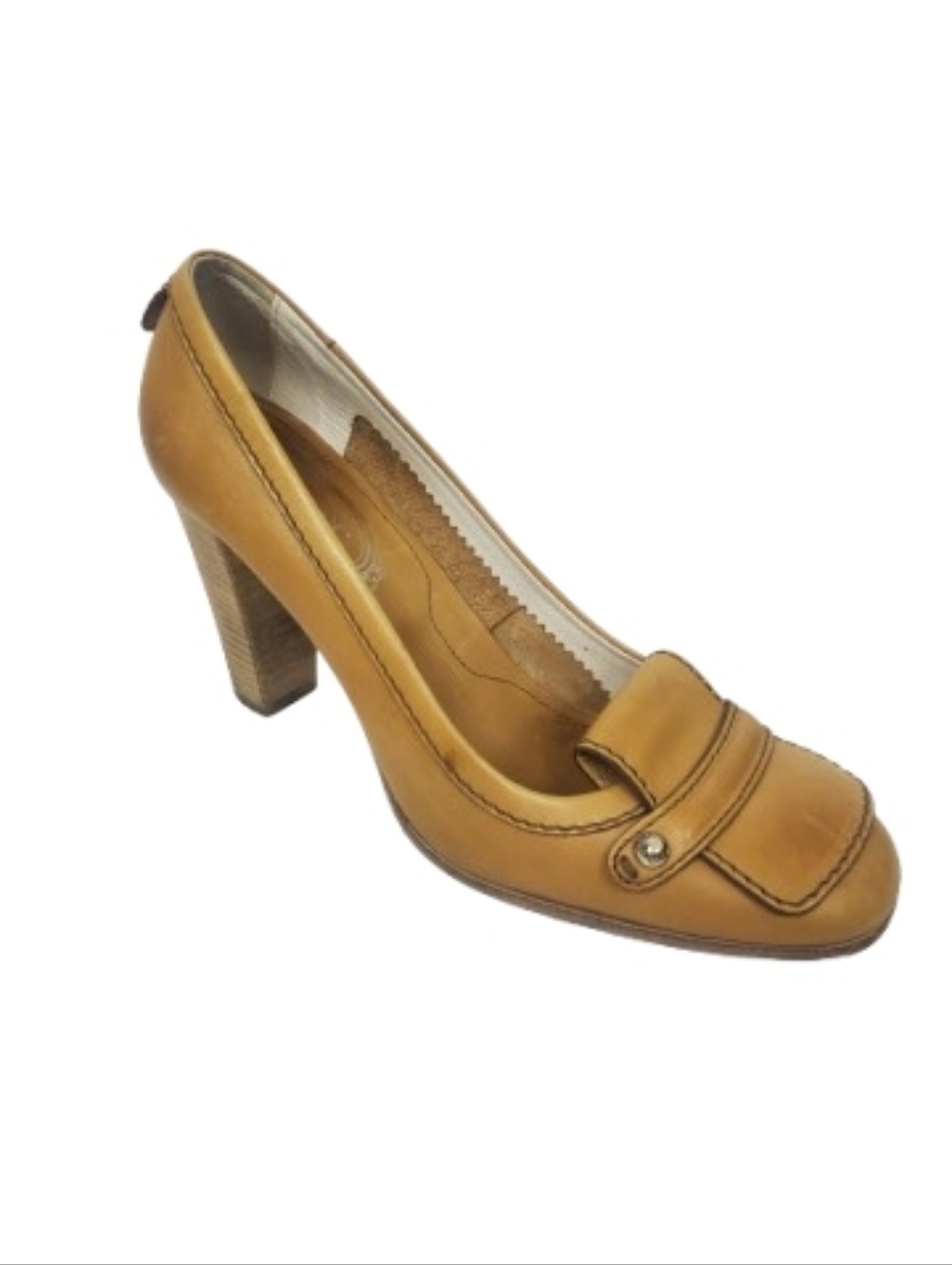 TOD'S Stacked Heel Loafer Pumps - Picture 2 of 15